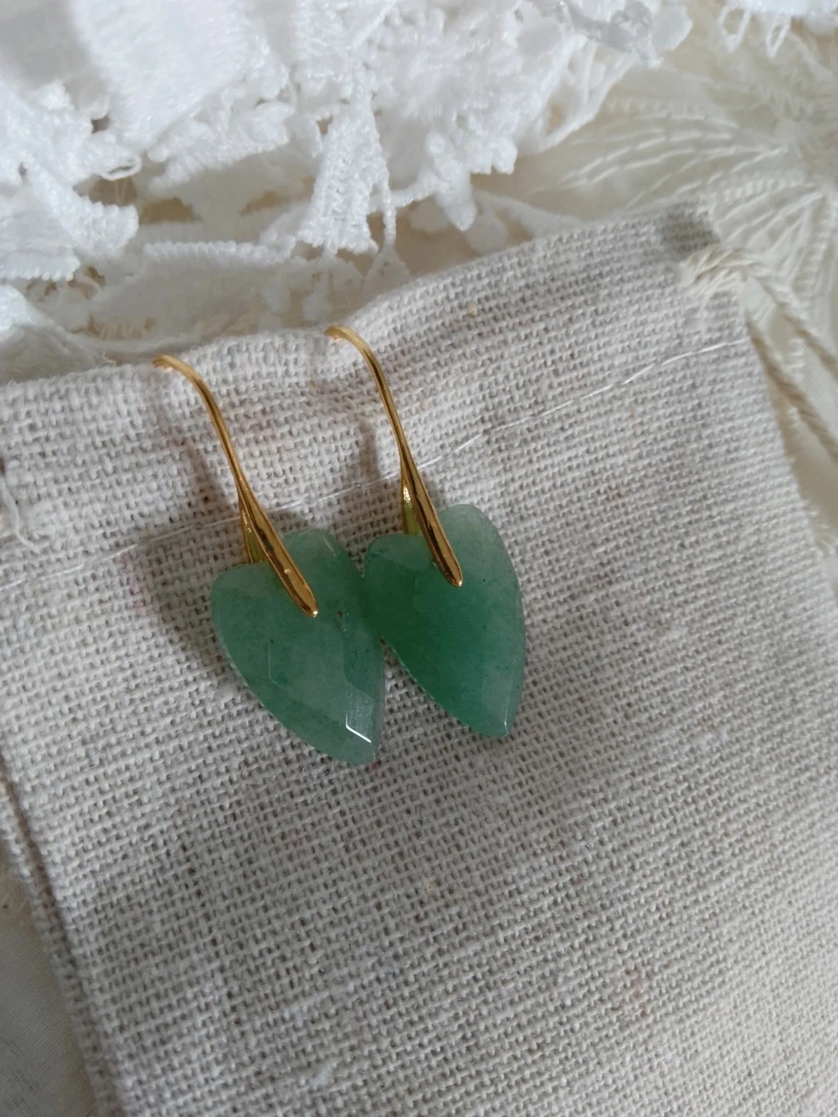 Boho earrings with natural green aventurine stones – photo 2
